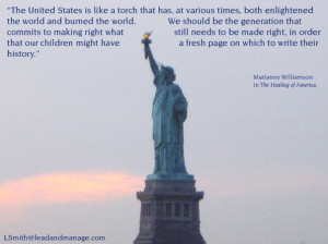 Statue of Liberty with quote