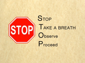 STOP (Stop, Take a breath, Observe your experience and Proceed)