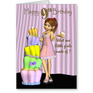 9th_birthday_happy_birthday_card_little_girl_with ...