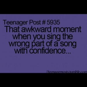 That awkward moment when you sing the wrong part of a song with ...