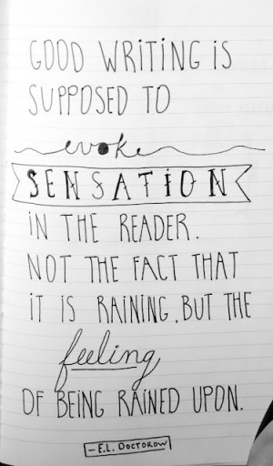 Good writing evokes sensation in the reader. A good book should make ...