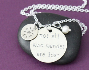 ... Compass Necklace - Compass Jewelry - Quote Necklace - Nautical