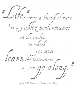 Life, wrote a friend of mine, is a public performance on the violin ...