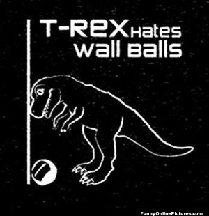 Check out this funny meme picture about how T-Rex hates wall balls!
