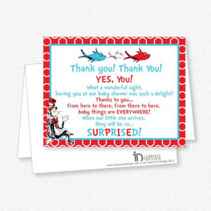 Dr Seuss Baby Shower - Thank You Note Card - PRINTABLE (21-606) on ...