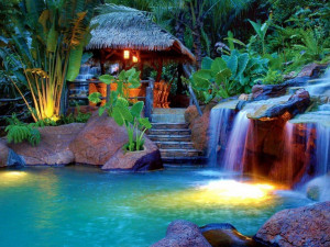 beautiful cascading tropical waterfalls