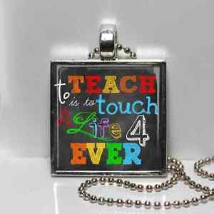 ... Plated TEACHER Chalkboard quote APPRECIATION CHRISTMAS Gift Necklace