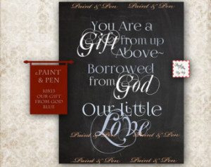 Gift From God Quote- Our Little L ove- Elegant Nursery Art- Chalkboard ...