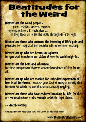 blessed are the weird people jacob nordby