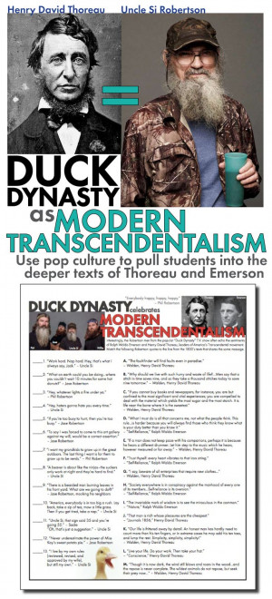as you link quotes from Duck Dynasty to your study of Transcendental ...