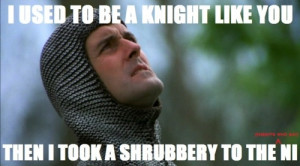 Holy Grail, I used to be a knight like you, then I took some shrubbery ...