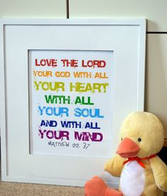 Cute for the kids room... Bible verse 8 x 10 print Love the lord your ...