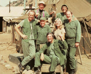 MASH 4077 staff, later episodes. Left to right – B. J. Hunnicutt ...