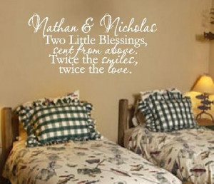 ... Sisters Wall Quote for Baby Twin Nursery or Bedroom 22h X 36w BA0093