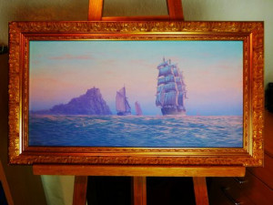 Antique Original Ship Painting by B.J.Phillips