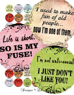NEW Say it Like it is Sassy Quotes 2 inch by DesignsbyLindaNee, $3.95