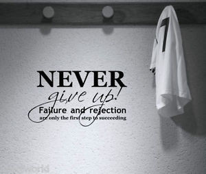 NEVER GIVE UP..SPORT QUOTE FOOTBALL WALL DECAL MOTIVATIONAL STICKER ...
