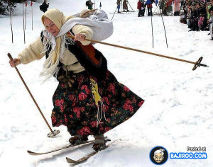 Funny Old Lady Skiing in Russia Funny Women Pics