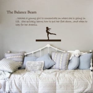 Gymnastics Decal Balance Beam Sticker - Girls Wall Quote