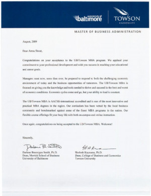 University Letter Acceptance