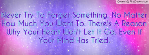 Never Try To Forget Something, No Matter How Much You Want To. There's ...
