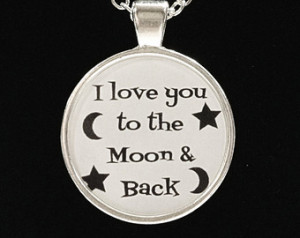 Love You To The Moon & Back Quote Best Friend BFF Couple Necklace ...