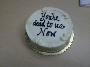 My colleagues’ farewell cake had this heartfelt message for me.