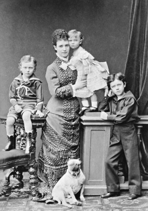 ... with her three eldest surviving children: Nicholas, George, and Xenia