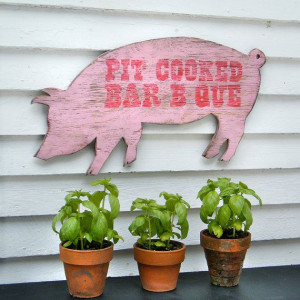 BBQ Pig Sign Pit Cooked Bar B Que Wall Art Sign by SlippinSouthern, $ ...