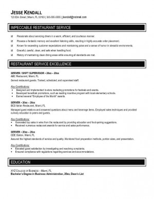 : server resume example, server cover letter example, sample resume ...