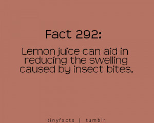 ... Lemon juice can aid in reducing the swelling caused by Insect Bites