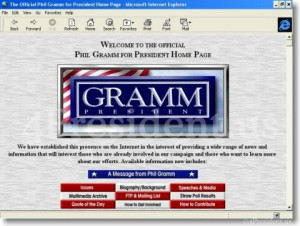 Phil Gramm 1996 Website Home Page