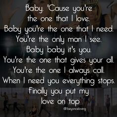 Beyonce - Love On Top top song, lyric loung, beyonce song quotes, song ...