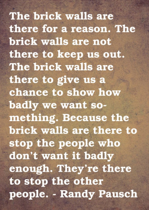 ... Books, Brick Walls, Favorite Quotes, Randy Pausch Quotes, Good Advice