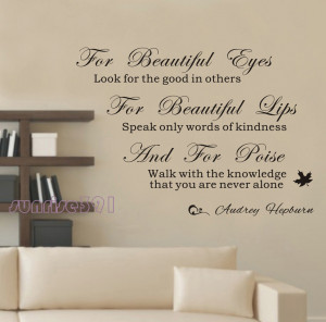 065A (small black) Audrey Hepburn Beautiful eyes Quote Wall Stickers ...