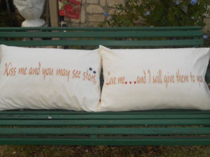 Couples Pillowcases with Lovely Quote Kiss me by TreasuresShop, $34.00