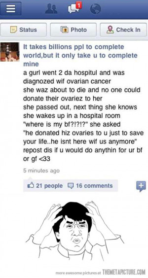 Funny photos funny girl ovarian cancer boyfriend donation