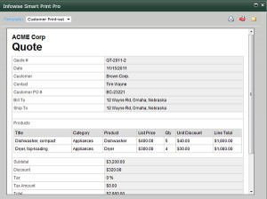 Quote ready to be printed or saved to PDF