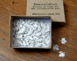 200 Hand Punched TINY Leaf Confetti - Book Pages / Recycled Upcycled ...