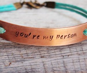 Mint bracelet, You re my person bracelet mint leather, quote bracelet ...
