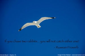 If you chase two rabbits… you will not catch either one!