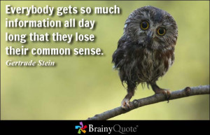 ... so much information all day long that they lose their common sense