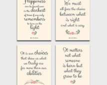 Quote Set O f 4 Harry Potter Print, Harry Potter Poster, Kids Wall ...