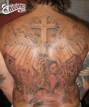 heaven and hell back tattoos heaven vs hell tattoos