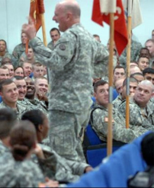Multinational Corps - Iraq Command Sgt. Maj. Neil Ciotola, speaking to ...