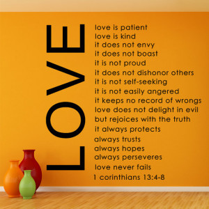 Love is Patient Love is Kind - Bible Quote - Removable Vinyl Wall ...