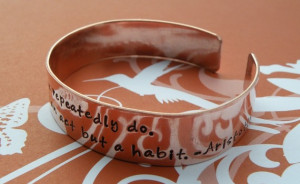 Excellence Aristotle Quote Copper Cuff Bracelet