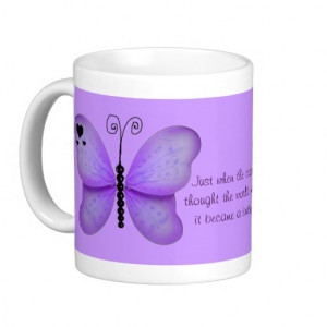 Hearts and Purple Butterflies Quote Mug
