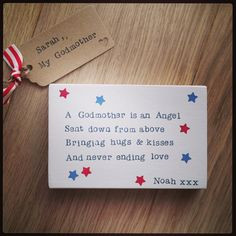 ... Gift FAIRY GODMOTHER Wooden Plaque in Cath Kidston Paint Godparents