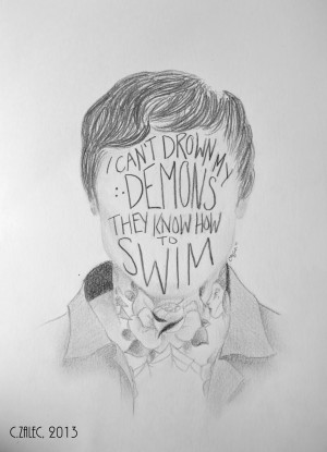 lyric portrait of Oliver Sykes, the singer of Bring Me the Horizon.